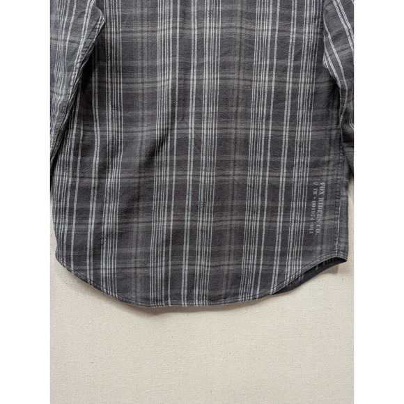 Fox Racing Plaid Button Up Shirt Gray White Stripe Long Sleeve Mens S Casual - Picture 10 of 13